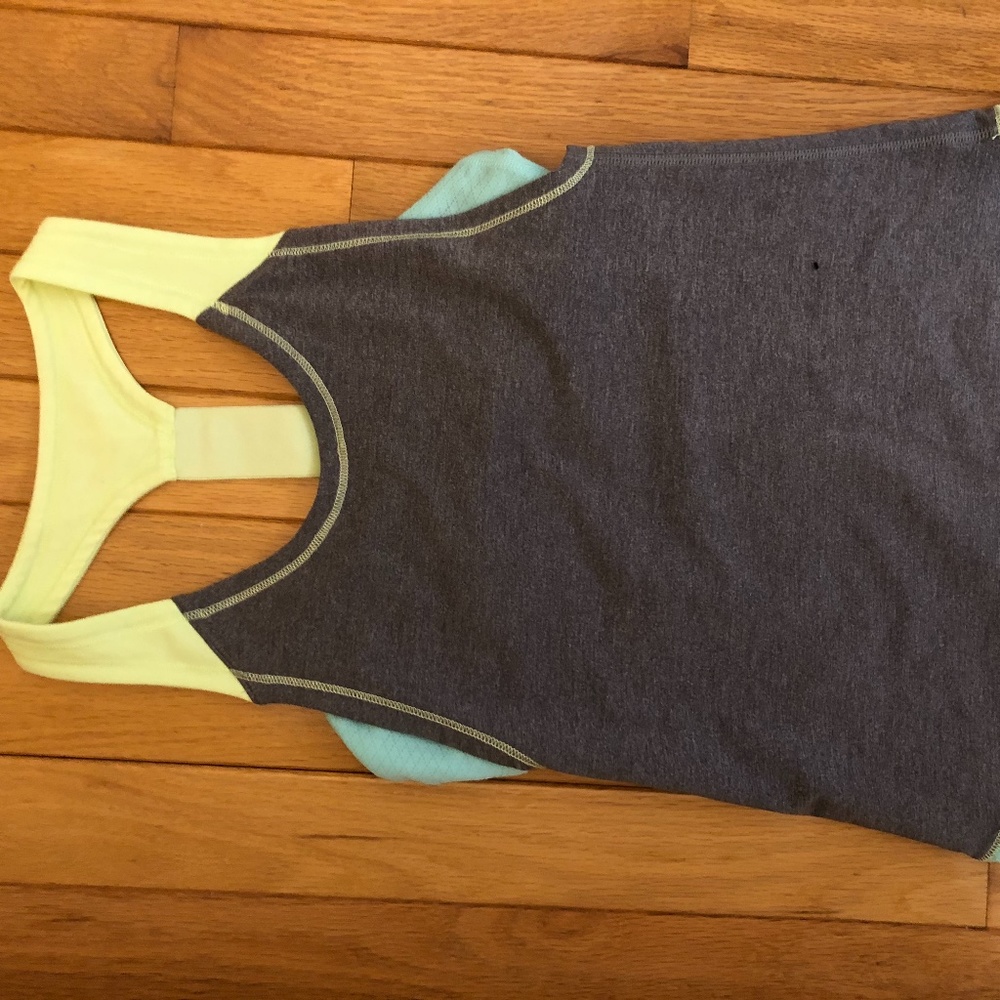 Ivivva Grey tank top with blue under bra